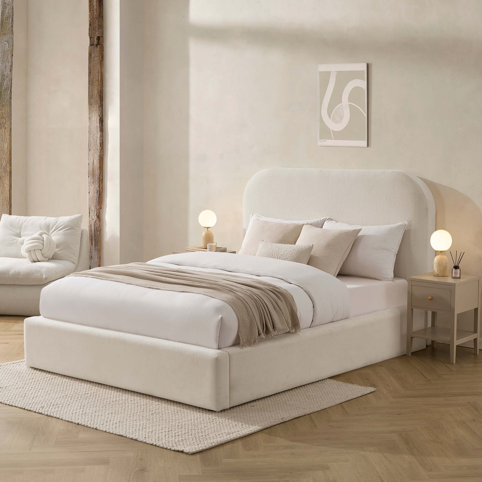 LiomoraAintree Ottoman Storage Bed - Teddy Cream - Image 3