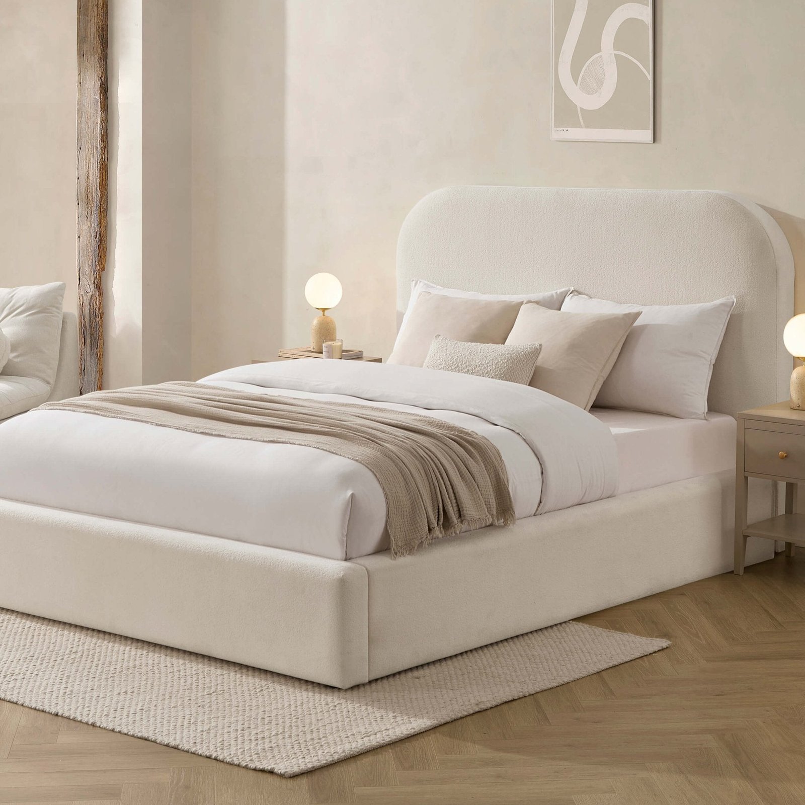 LiomoraAintree Ottoman Storage Bed - Teddy Cream - Image 4