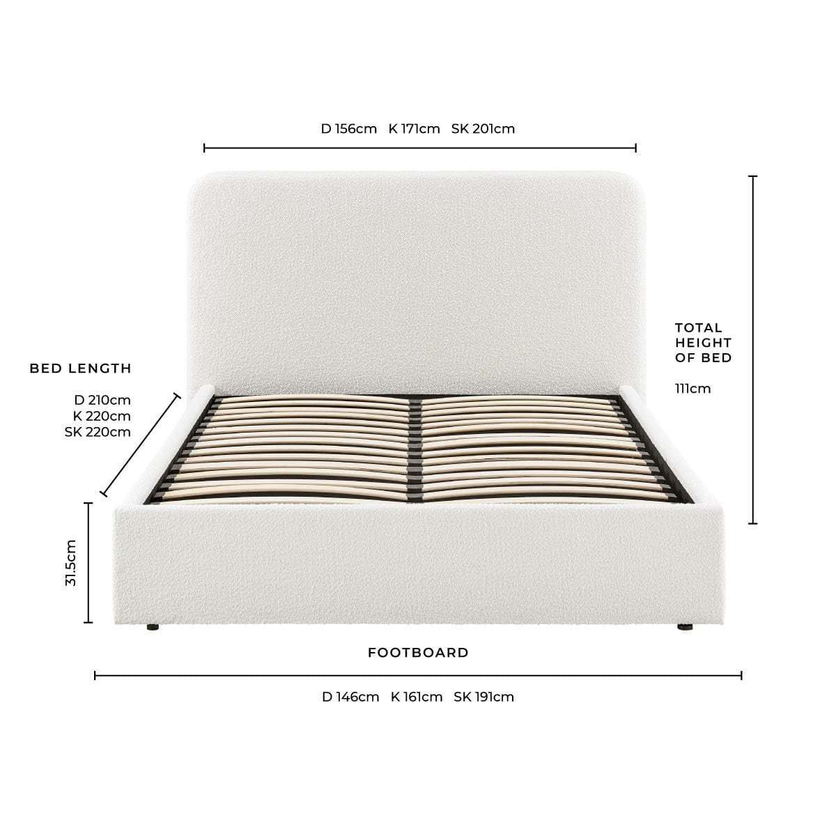 LiomoraAscot Bouclé Ottoman Storage Bed - Off White - Image 10