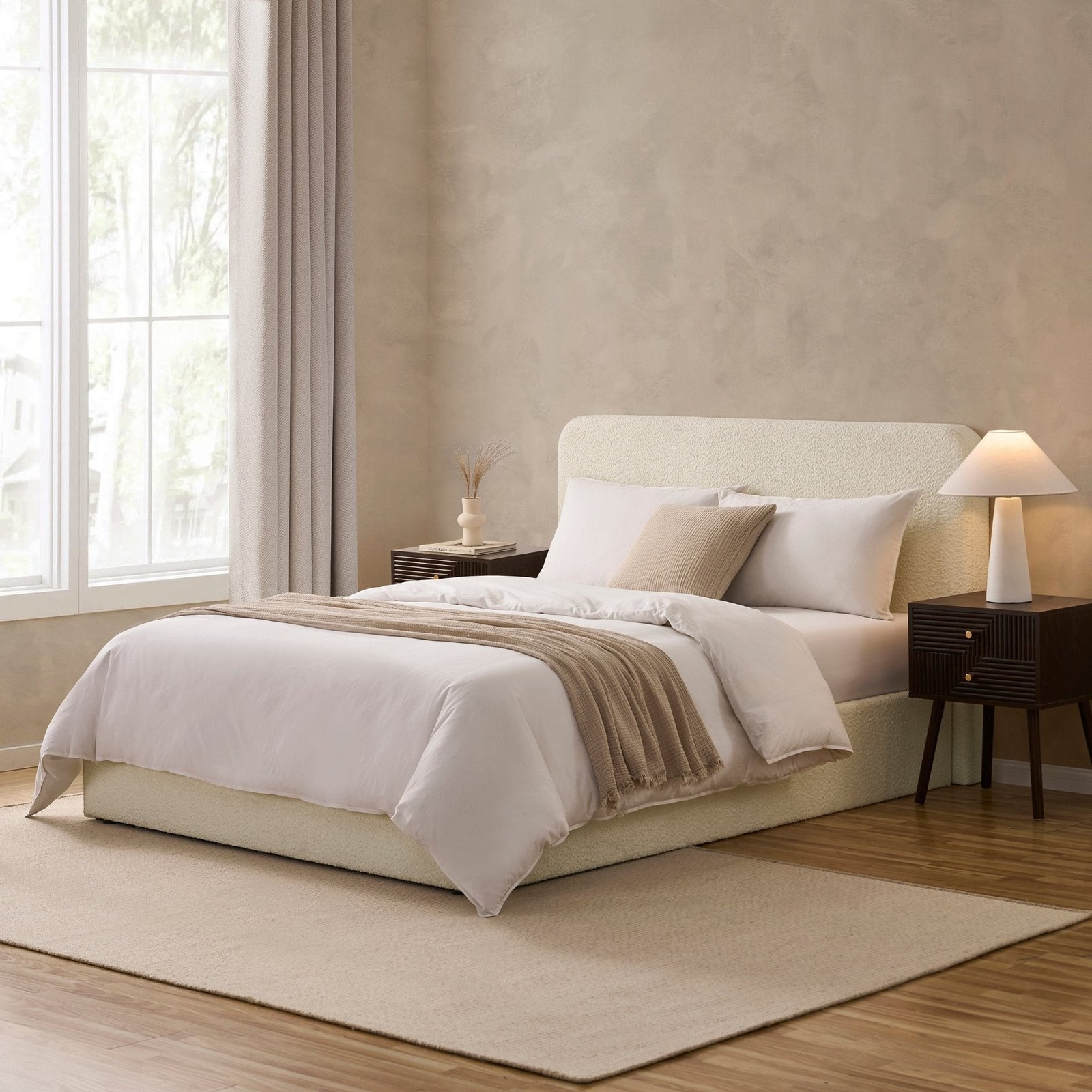 LiomoraAscot Bouclé Ottoman Storage Bed - Off White - Image 7