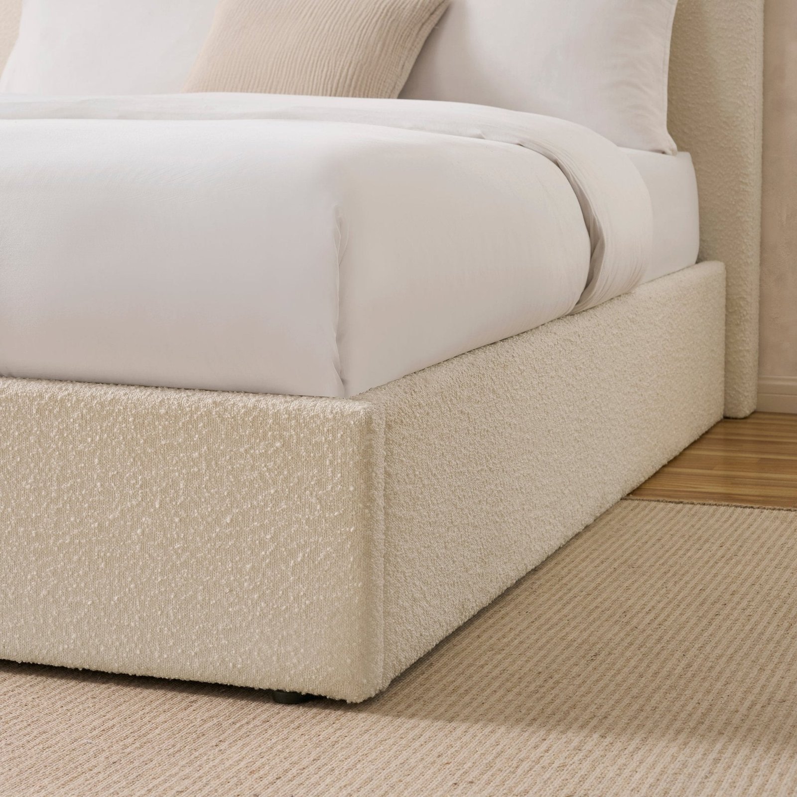 LiomoraAscot Bouclé Ottoman Storage Bed - Off White - Image 8
