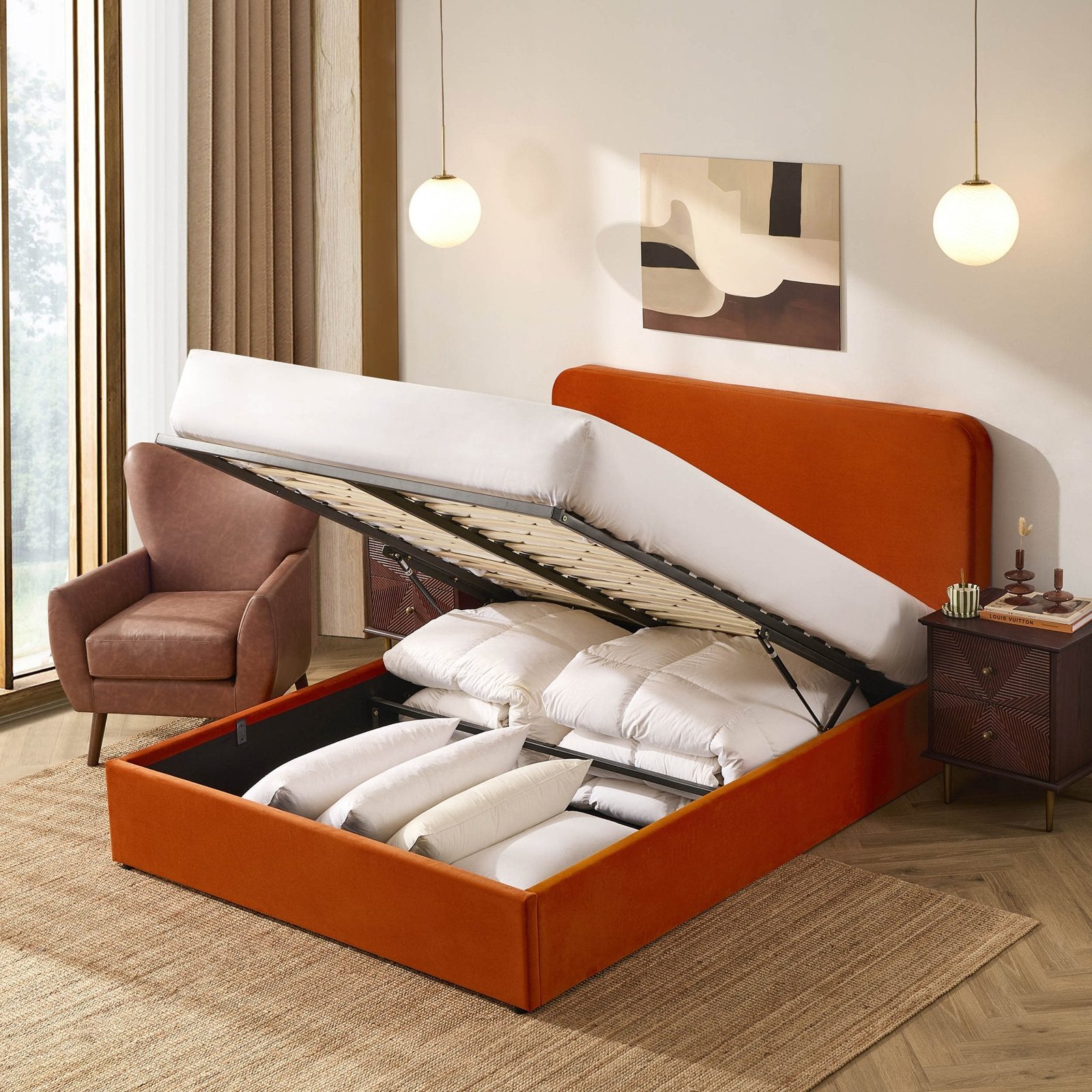 LiomoraAscot Ottoman Storage Bed - Bright Orange - Image 3