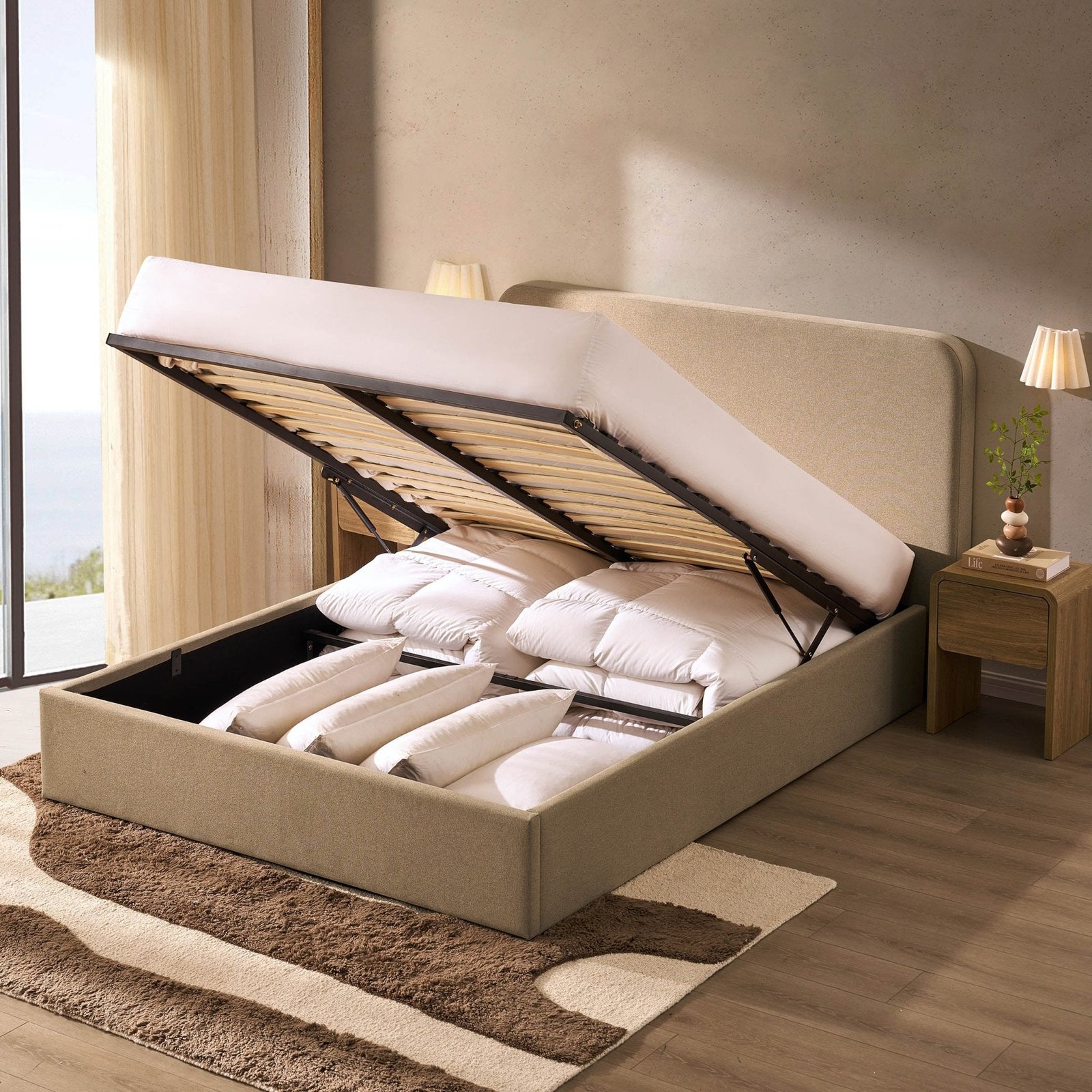 LiomoraAscot Ottoman Storage Bed - Oatmeal - Image 5