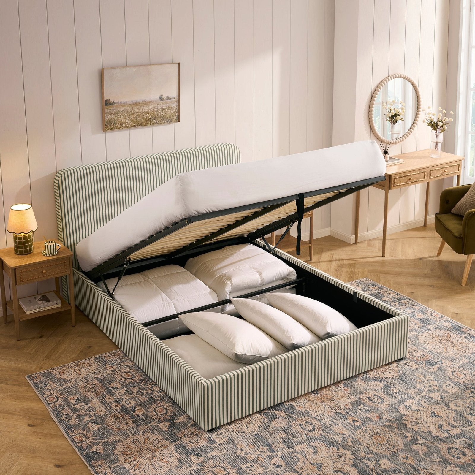 LiomoraAscot Ottoman Storage Bed - Sage Stripe - Image 4