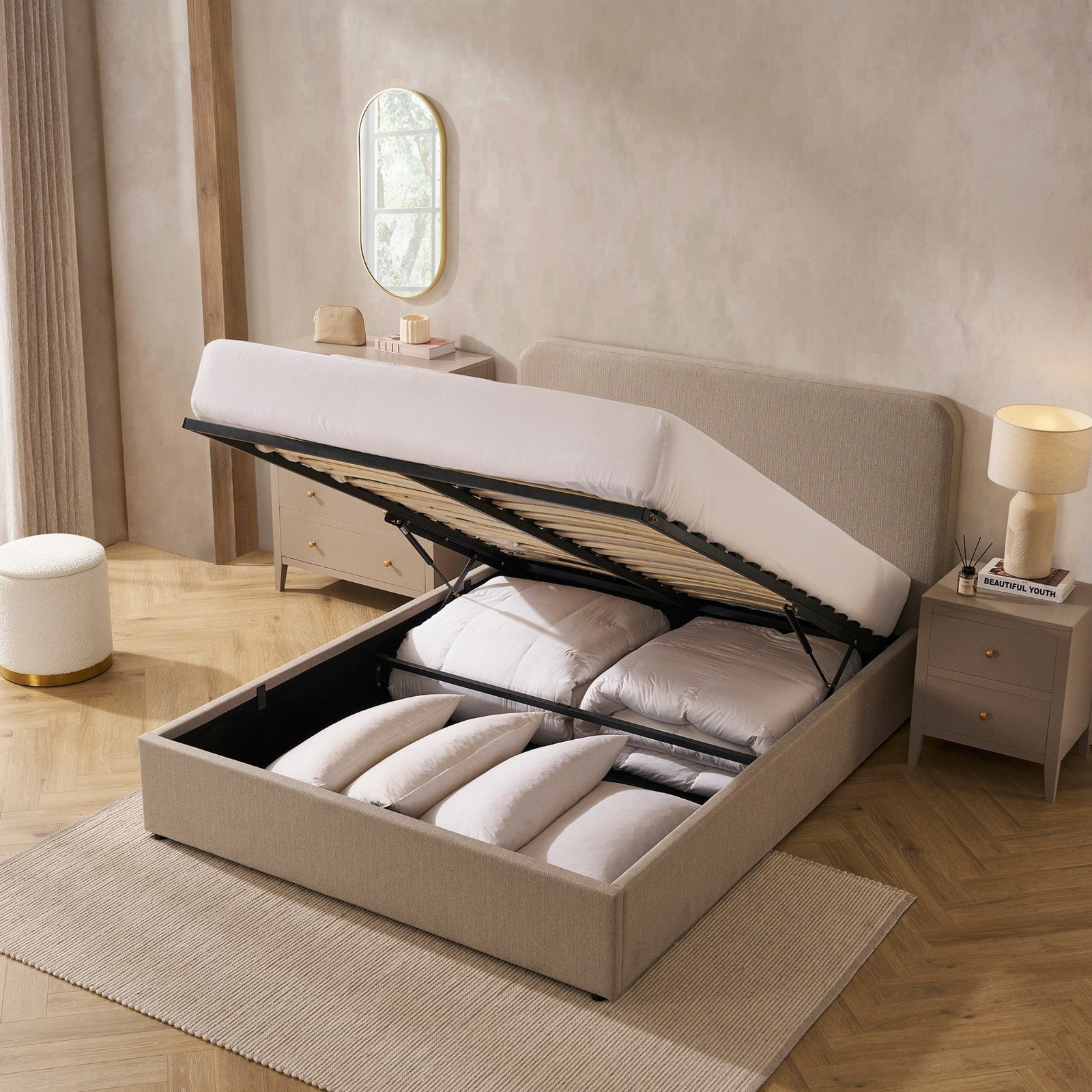 LiomoraAscot Ottoman Storage Bed - Stone Grey - Image 7