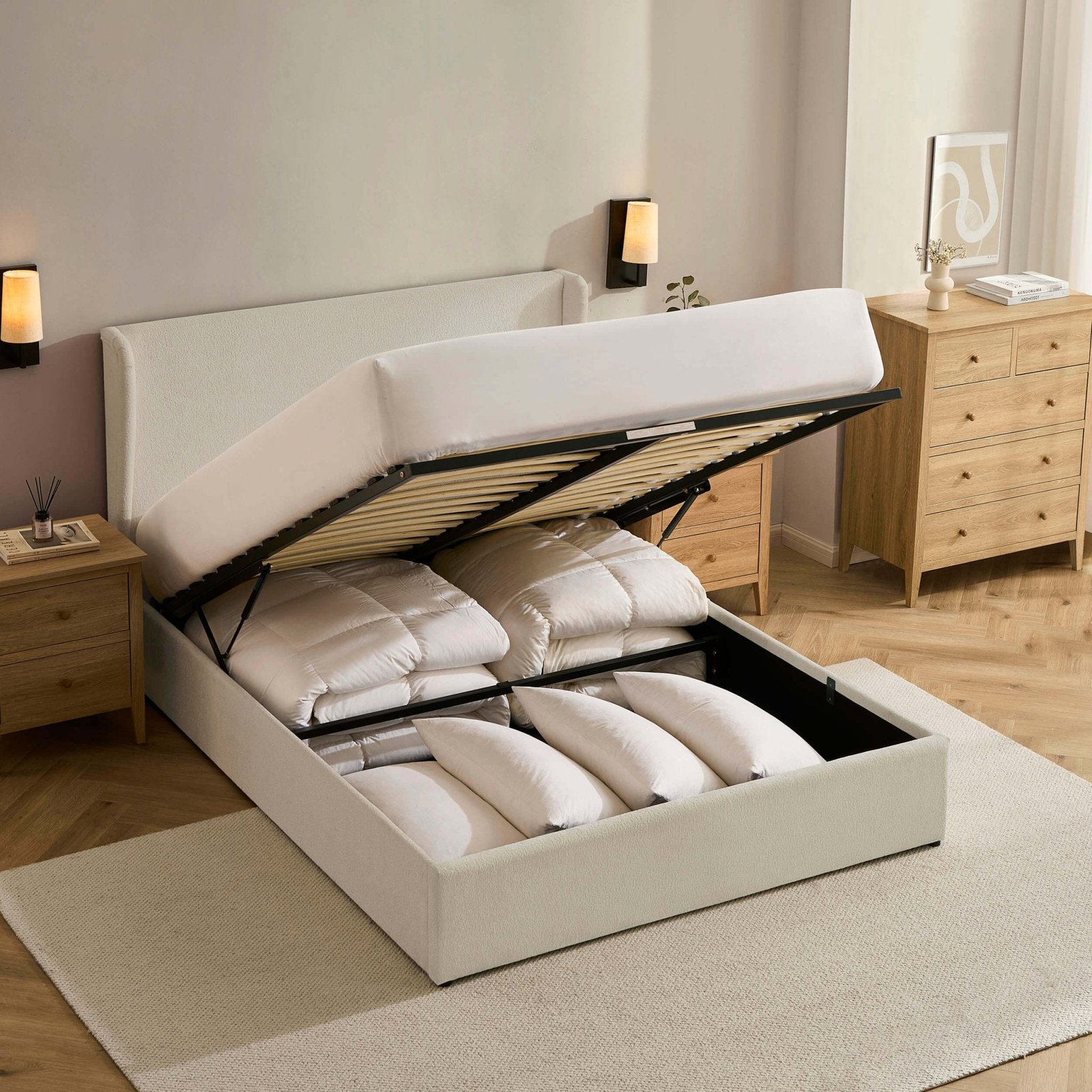 LiomoraBerkeley Ottoman Storage Bed - Chenille Ecru - Image 5