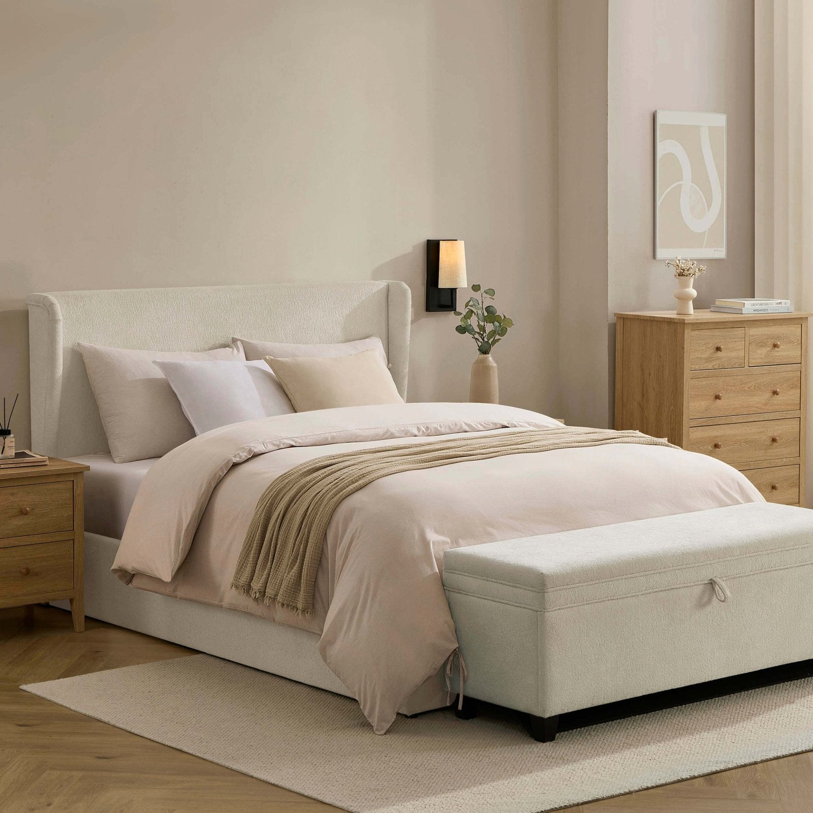 LiomoraBerkeley Ottoman Storage Bed - Chenille Ecru - Image 7