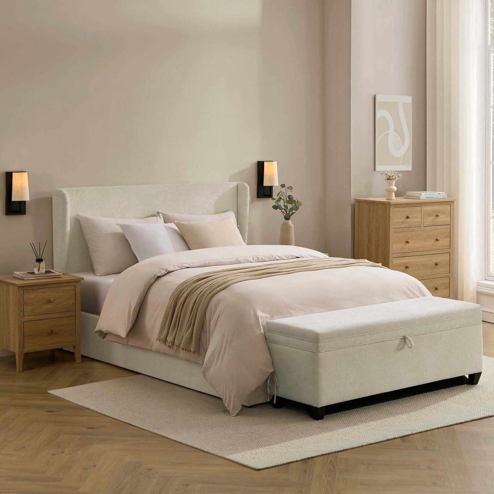 LiomoraBerkeley Ottoman Storage Bed - Chenille Ecru - Image 8