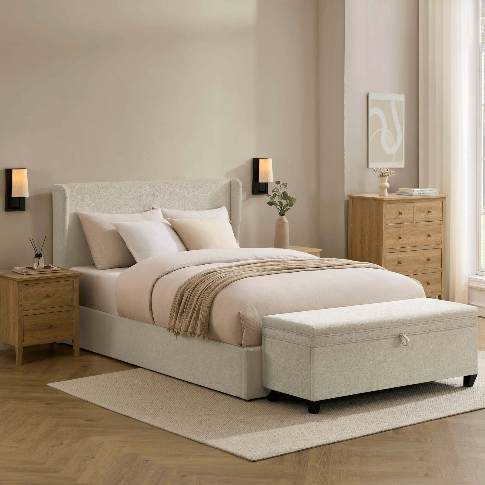 LiomoraBerkeley Ottoman Storage Bed - Chenille Ecru - Image 4