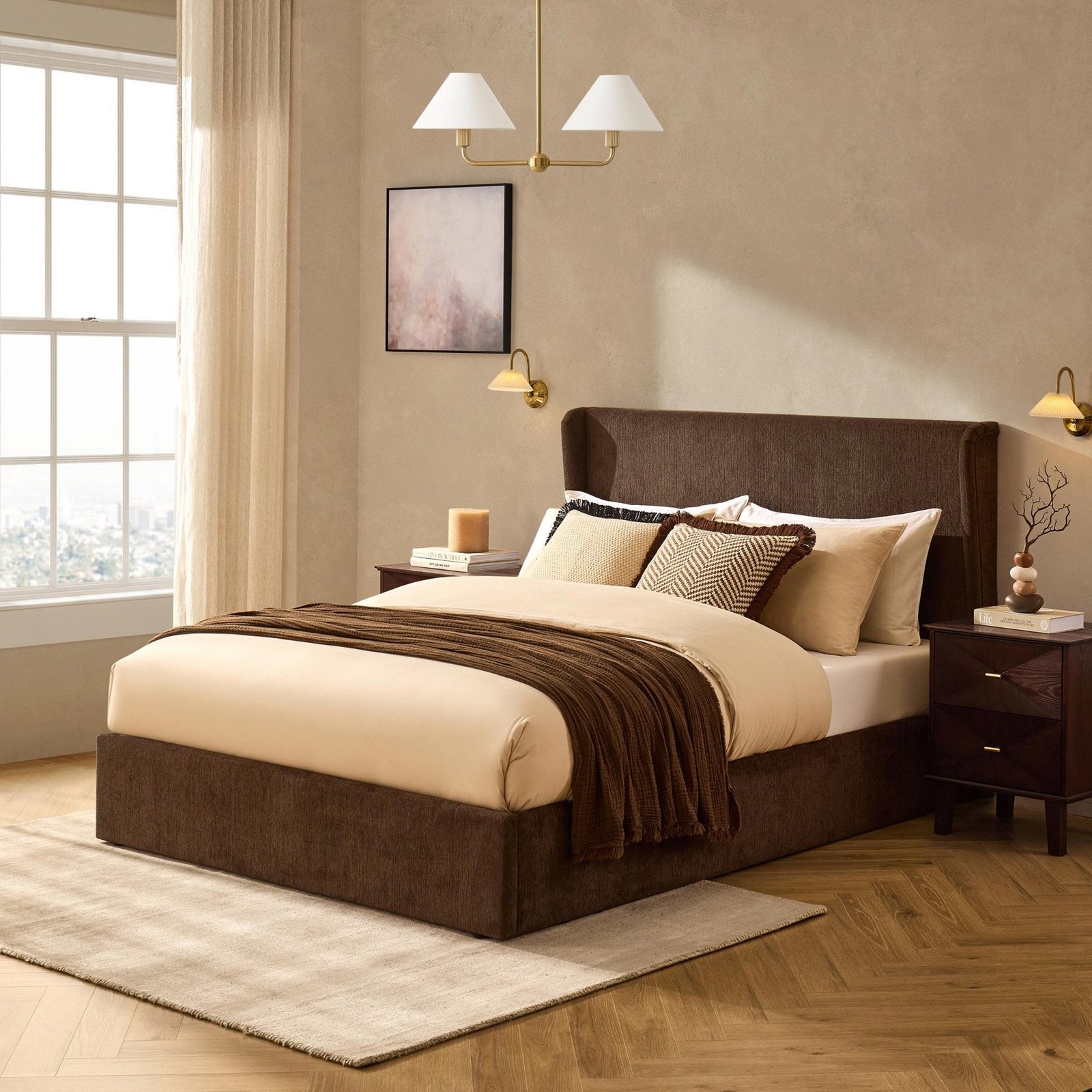 LiomoraBerkeley Ottoman Storage Bed - Textured Cappuccino