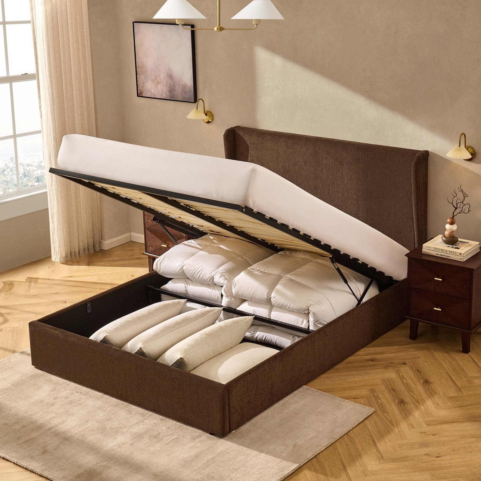 LiomoraBerkeley Ottoman Storage Bed - Textured Cappuccino - Image 8