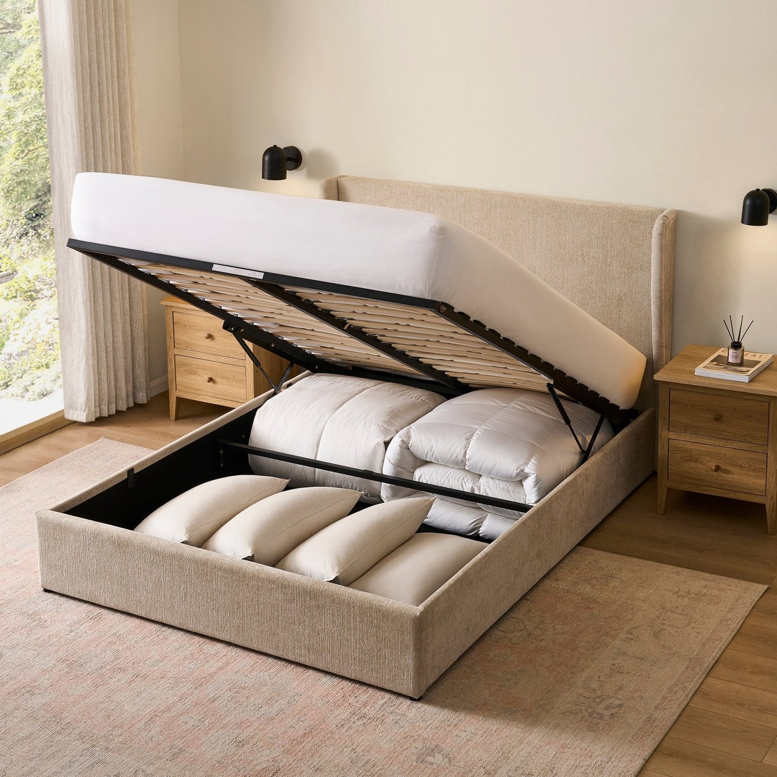 LiomoraBerkeley Ottoman Storage Bed - Textured Oatmeal - Image 7