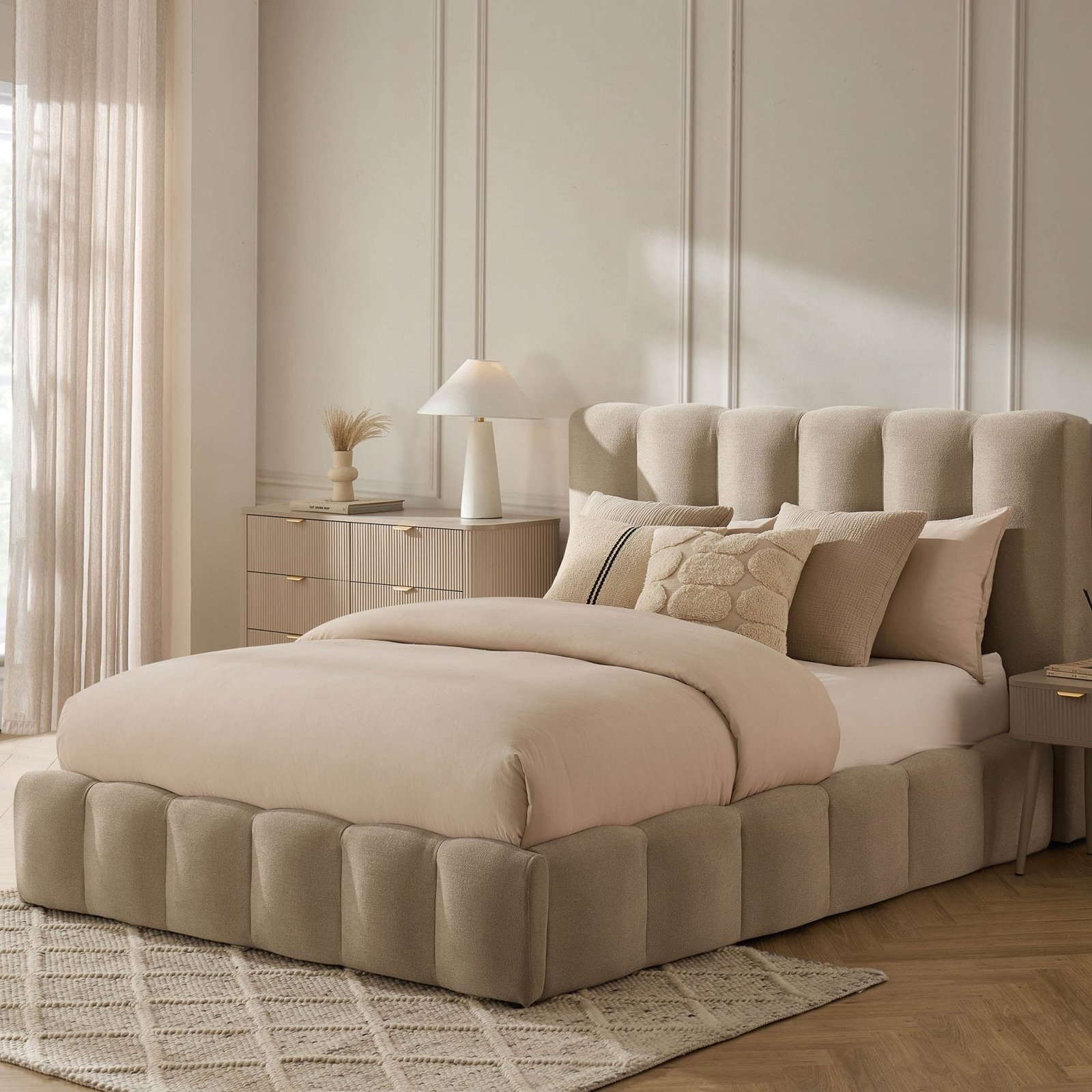 LiomoraCheshire Ottoman Storage Bed - Chenille Oatmeal - Image 5