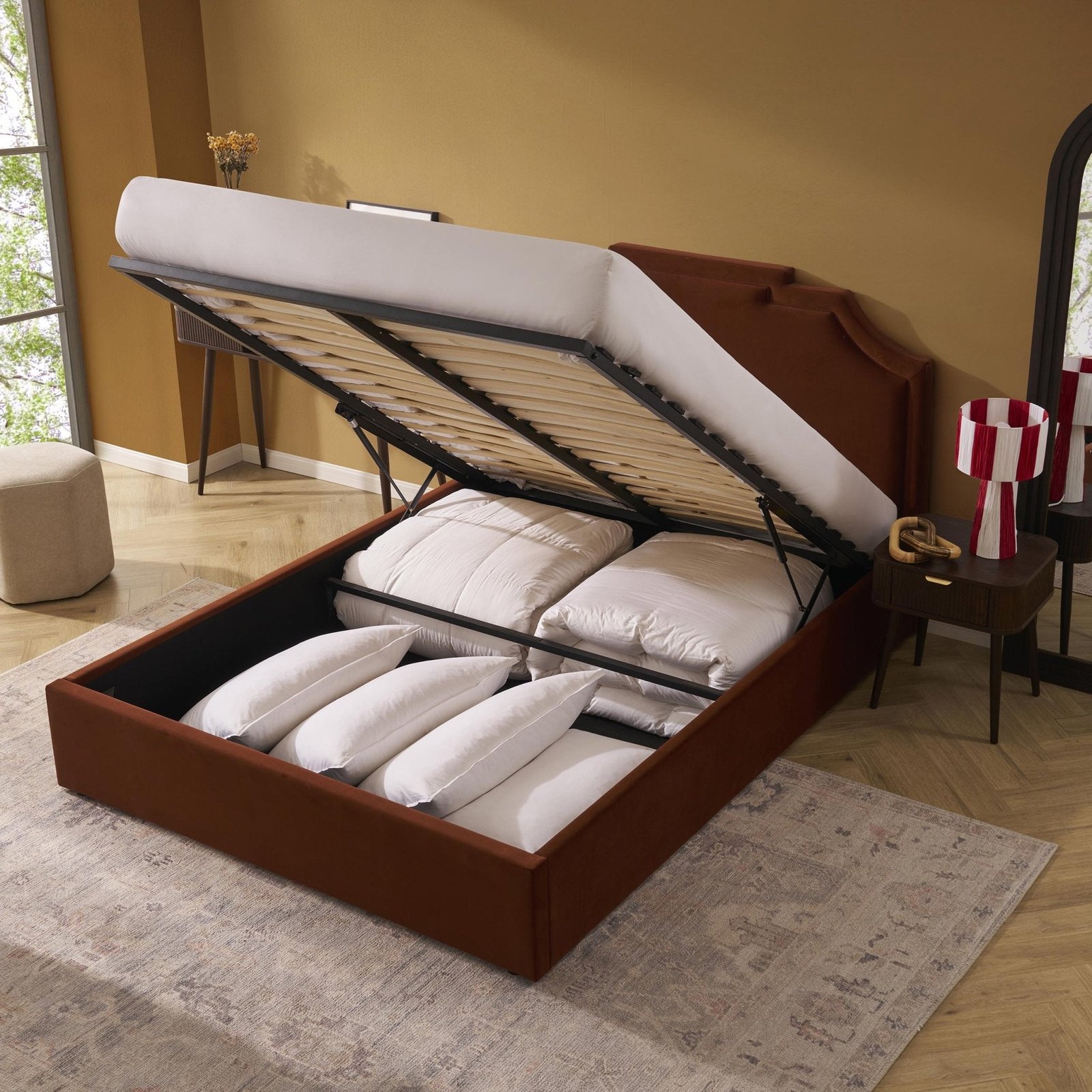 LiomoraDelphi Ottoman Storage Bed - Terracotta - Image 3