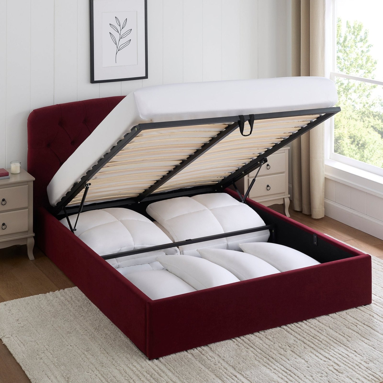 LiomoraHebden Ottoman Storage Bed - Berry - Image 8