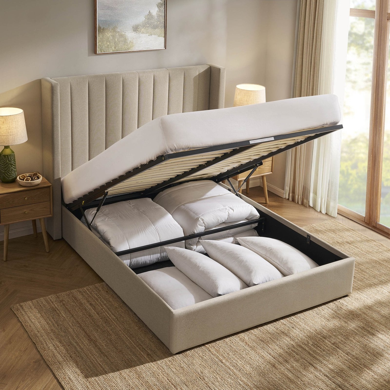LiomoraMadison Ottoman Storage Bed - Oatmeal - Image 7