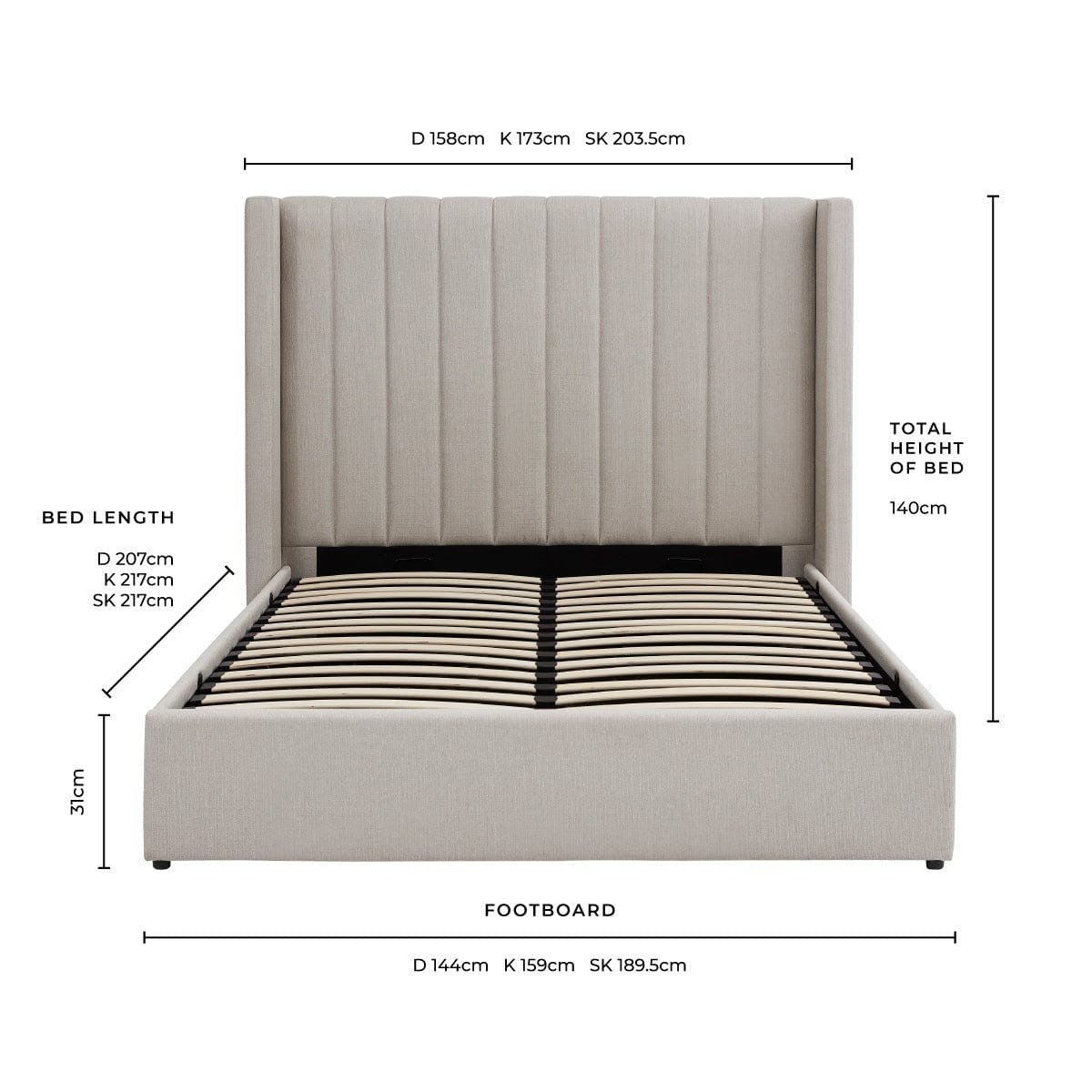 LiomoraMadison Ottoman Storage Bed - Stone Grey - Image 12