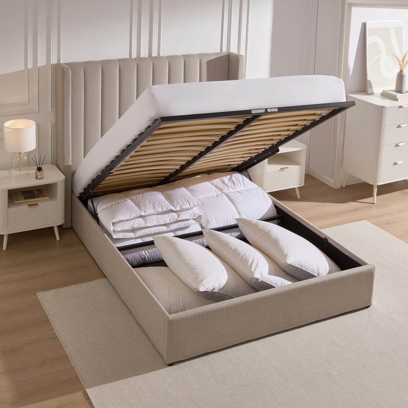 LiomoraMadison Ottoman Storage Bed - Stone Grey - Image 8