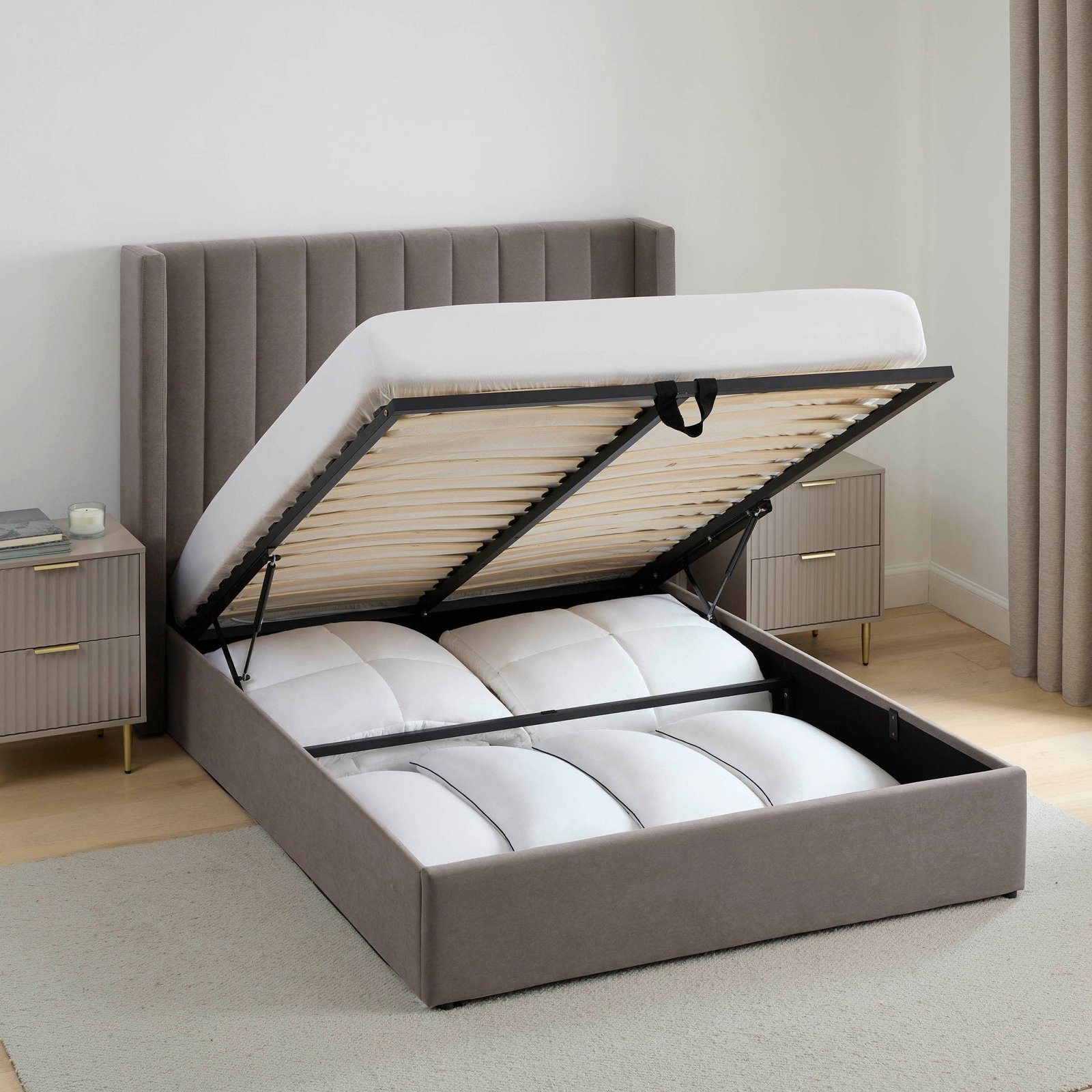 LiomoraMadison Ottoman Storage Bed - Taupe - Image 5