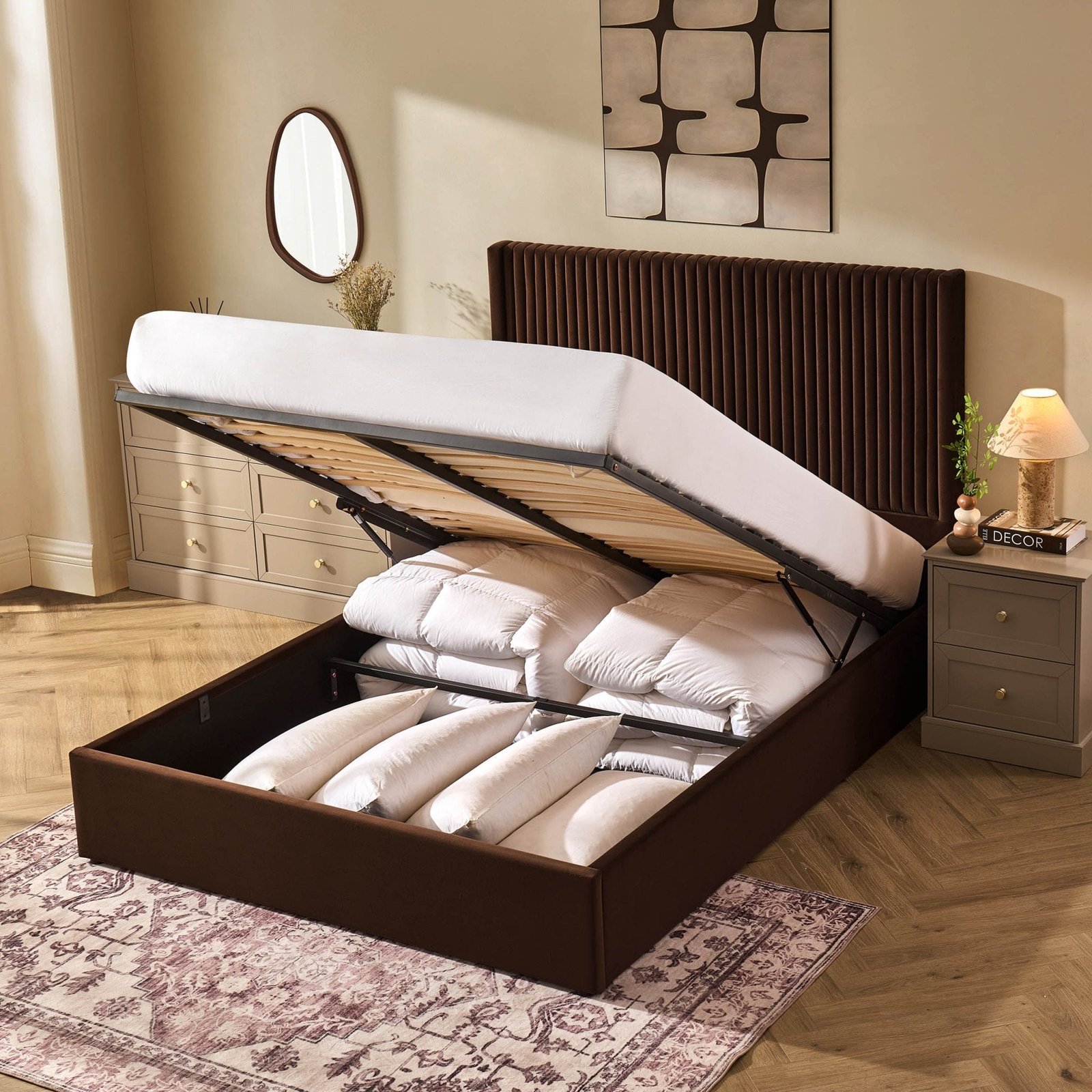 LiomoraMelrose Ottoman Storage Bed - Cappuccino - Image 4