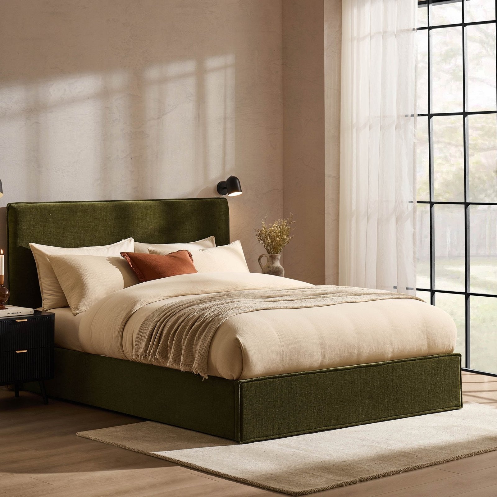 LiomoraOslo Ottoman Storage Bed - Chenille Olive - Image 7