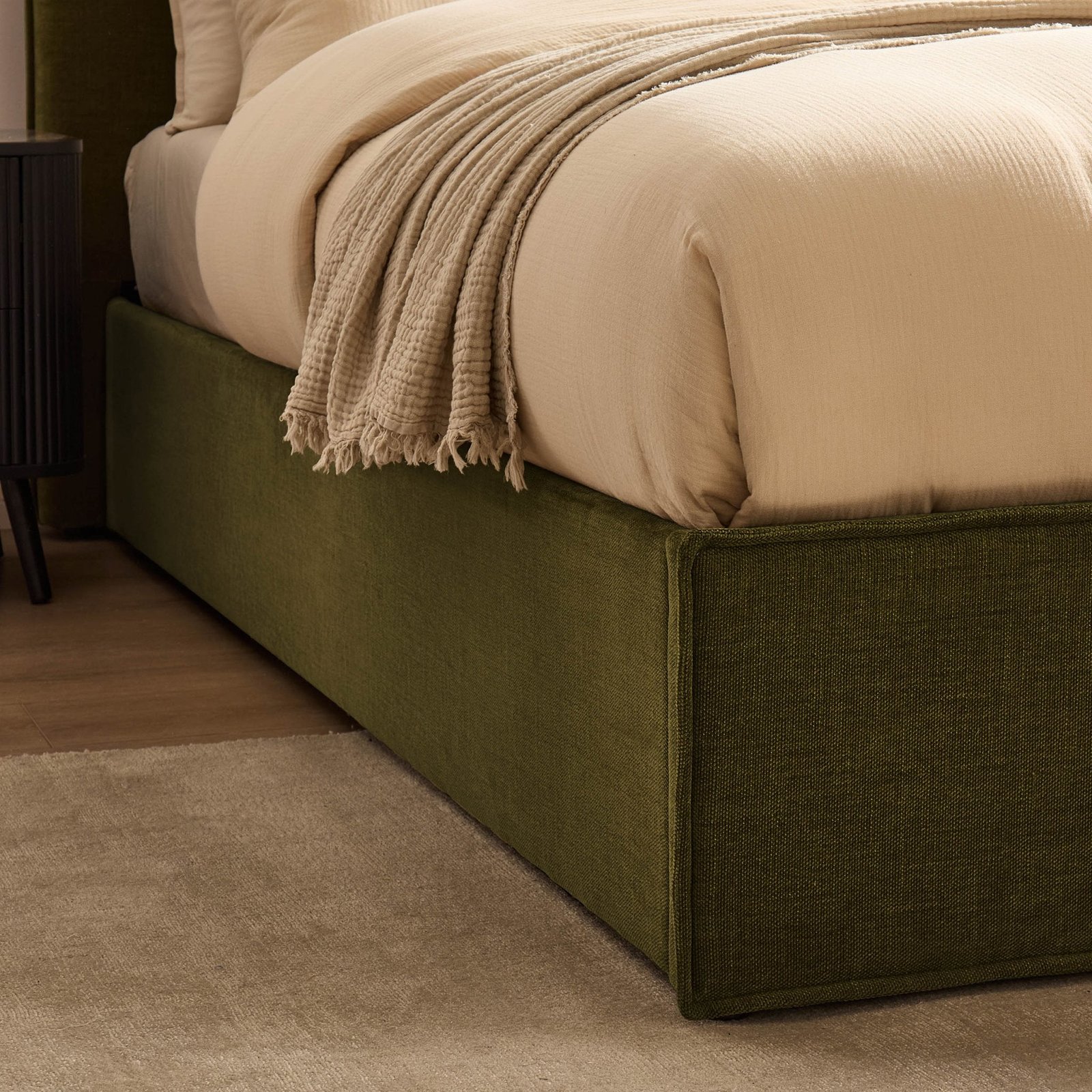 LiomoraOslo Ottoman Storage Bed - Chenille Olive - Image 9