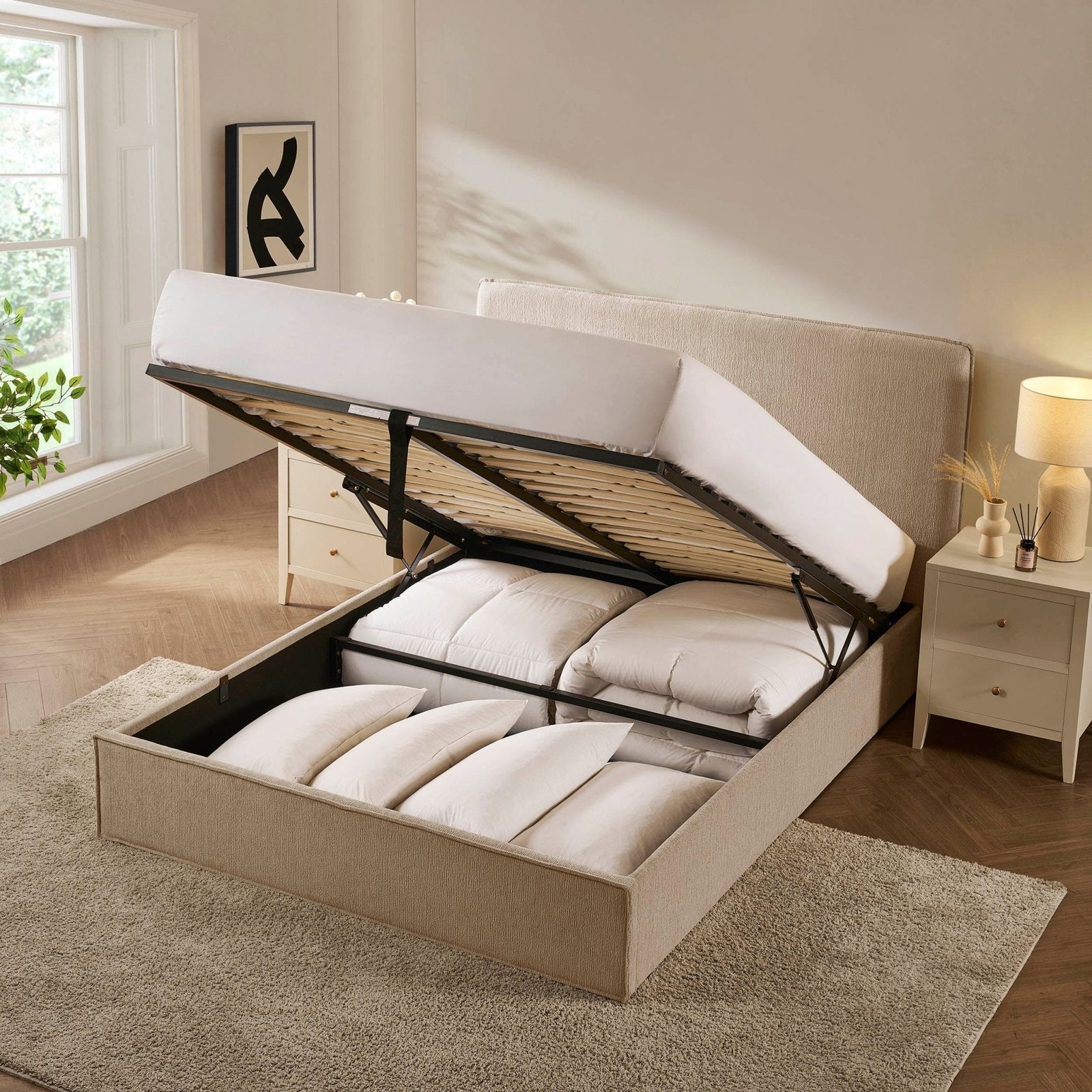 LiomoraOslo Ottoman Storage Bed - Textured Oatmeal - Image 7