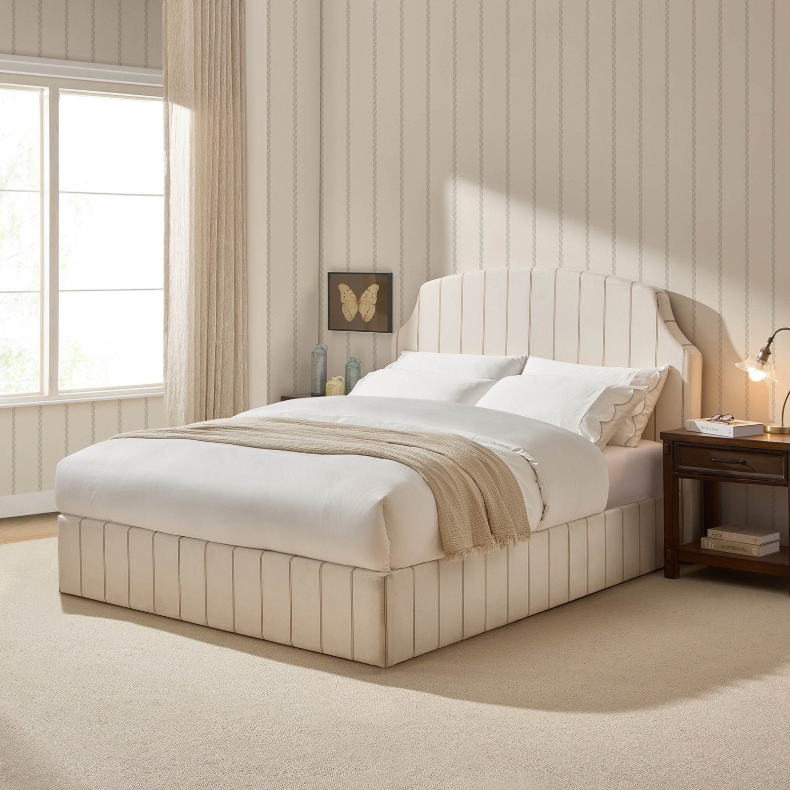 LiomoraSurrey Ottoman Storage Bed - Thin Natural Stripe - Image 6