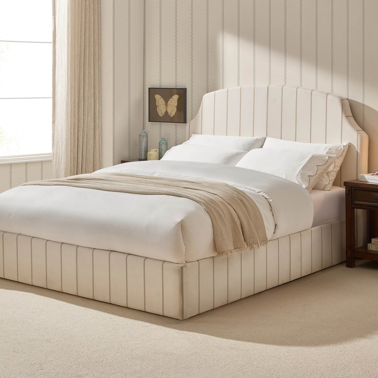 LiomoraSurrey Ottoman Storage Bed - Thin Natural Stripe - Image 3