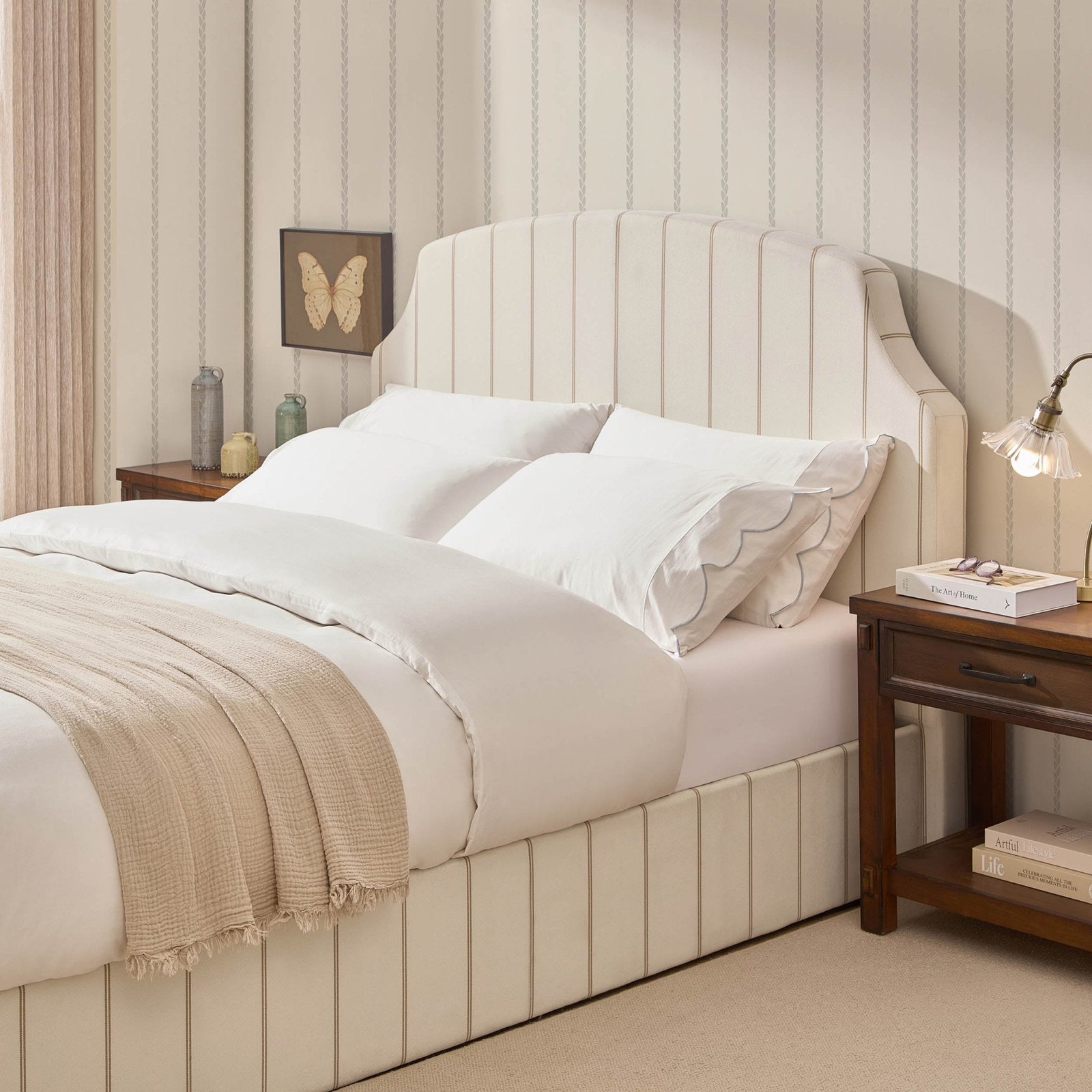 LiomoraSurrey Ottoman Storage Bed - Thin Natural Stripe - Image 7