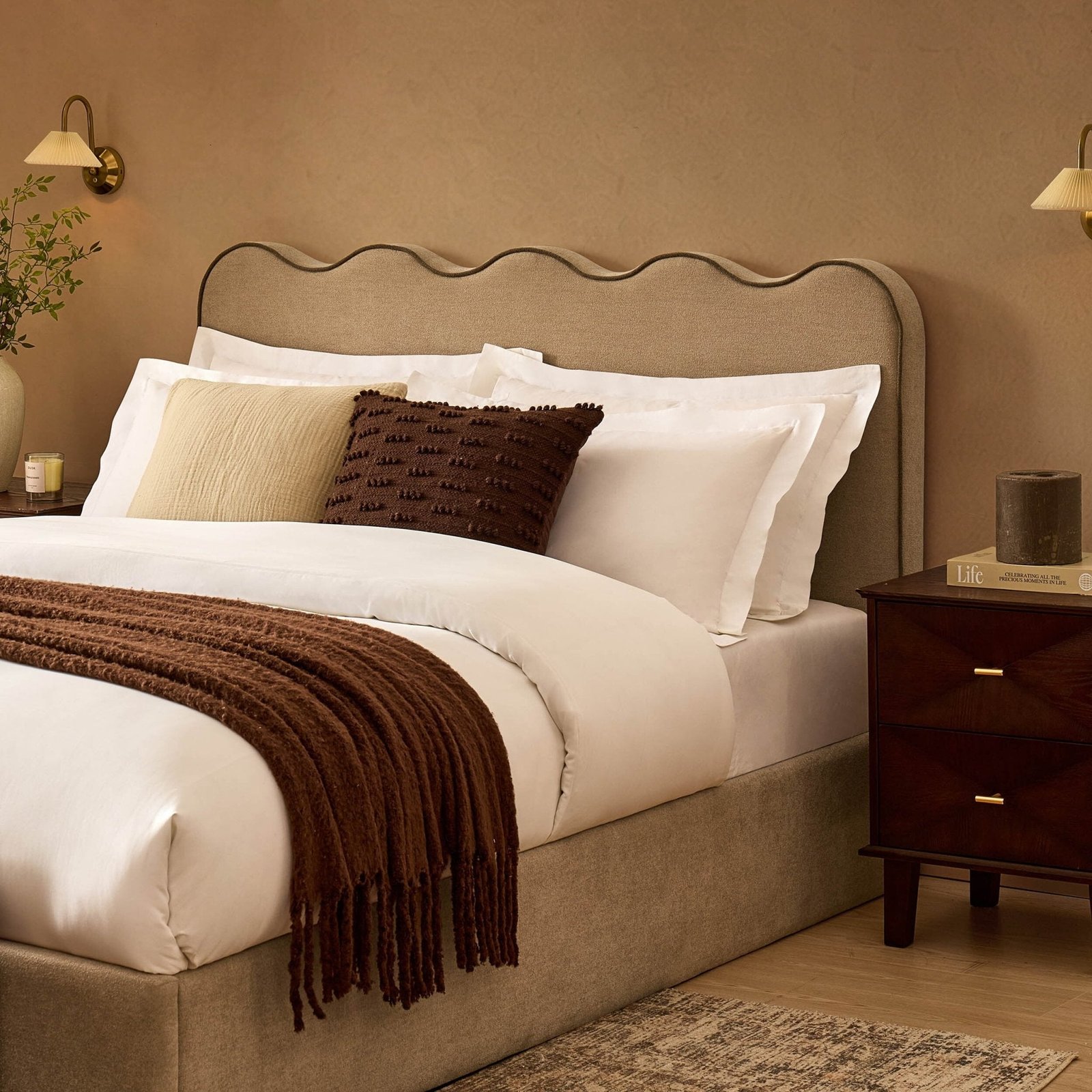 LiomoraWavy Ottoman Storage Bed - Chenille Oatmeal - Image 5