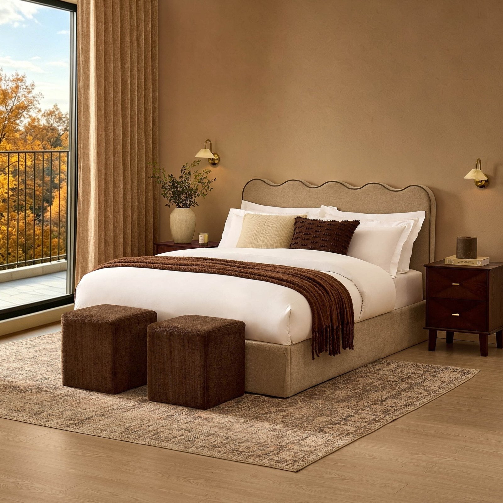 LiomoraWavy Ottoman Storage Bed - Chenille Oatmeal - Image 4