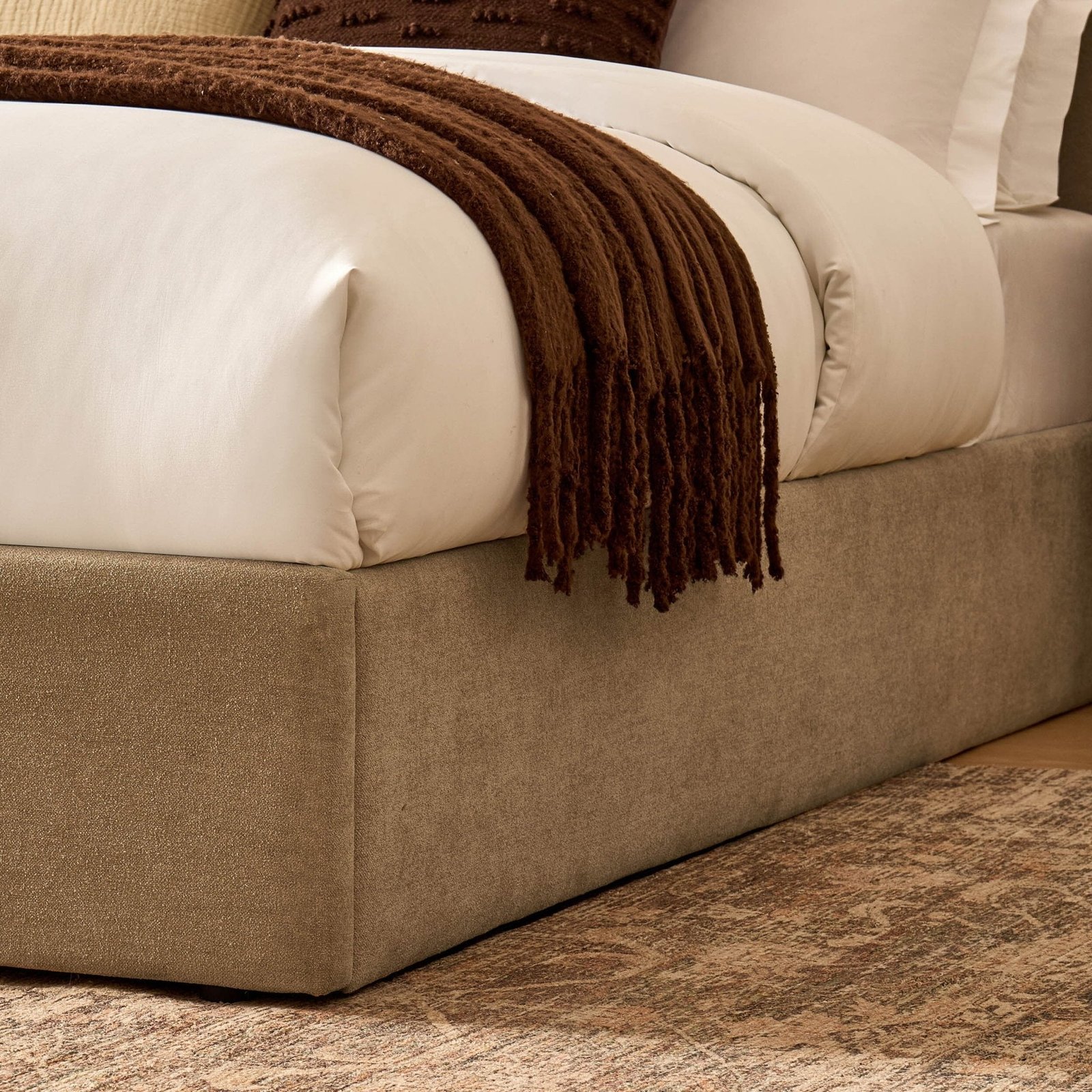 LiomoraWavy Ottoman Storage Bed - Chenille Oatmeal - Image 6