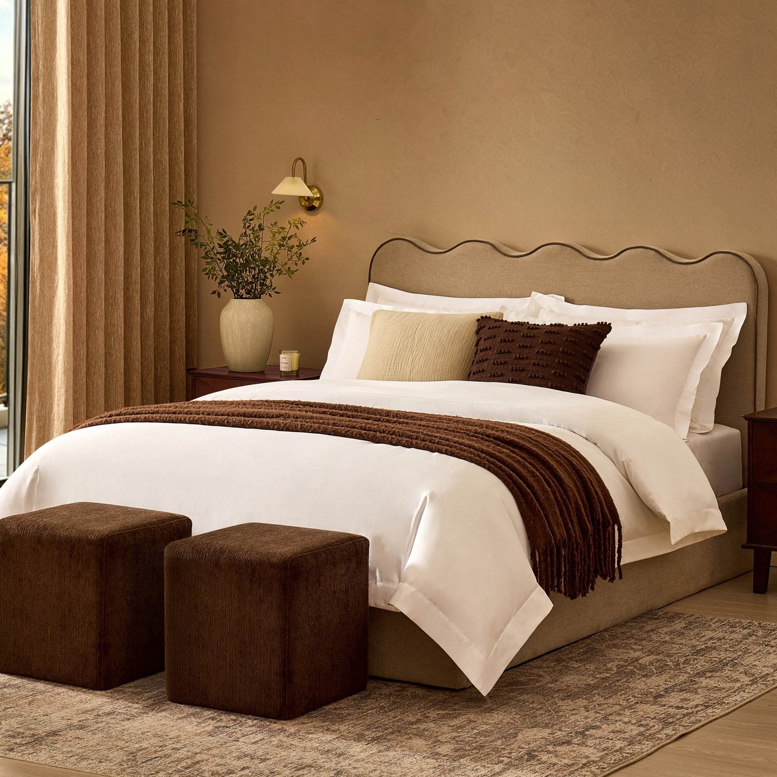 LiomoraWavy Ottoman Storage Bed - Chenille Oatmeal