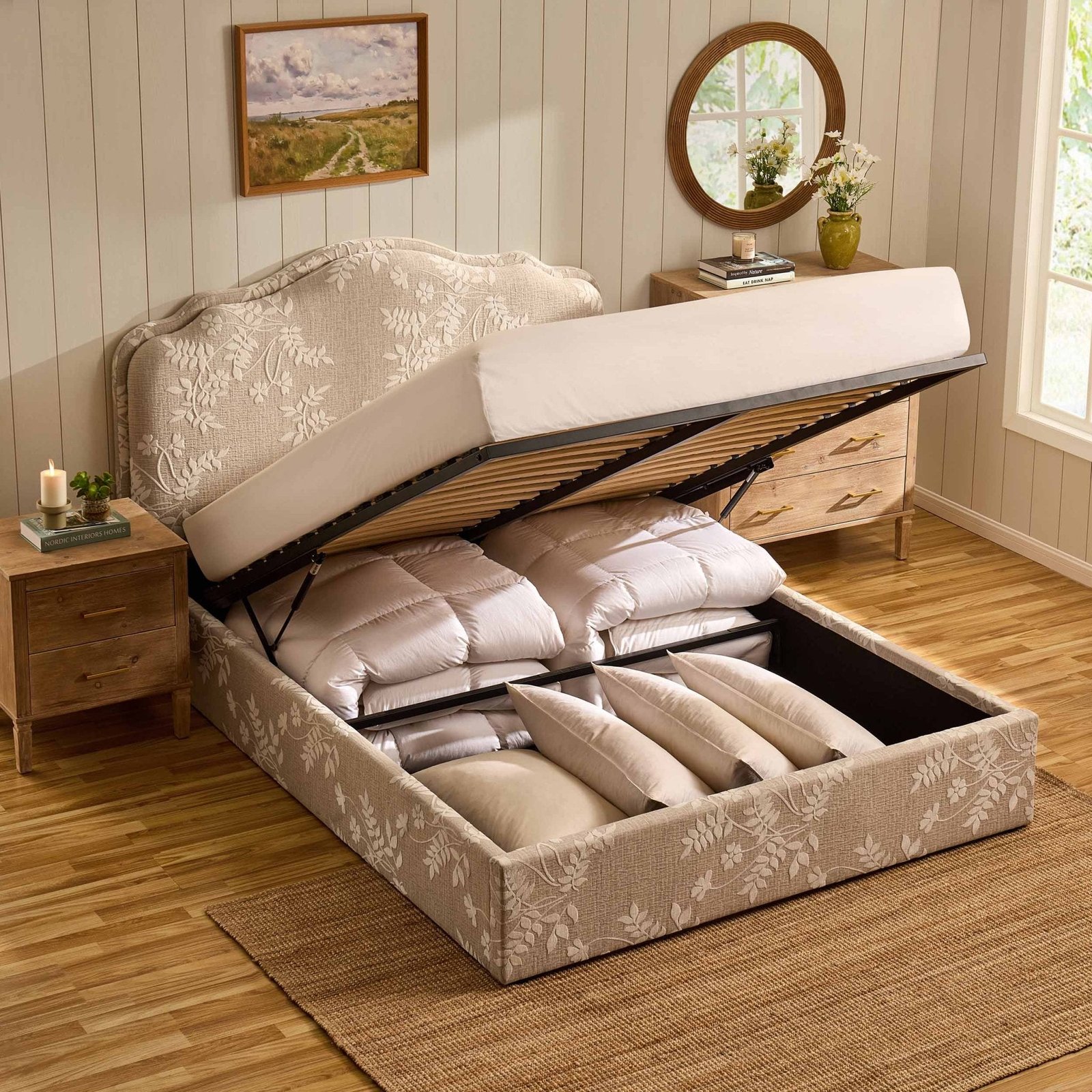 LiomoraWiltshire Ottoman Storage Bed - Jacquard Floral - Image 7